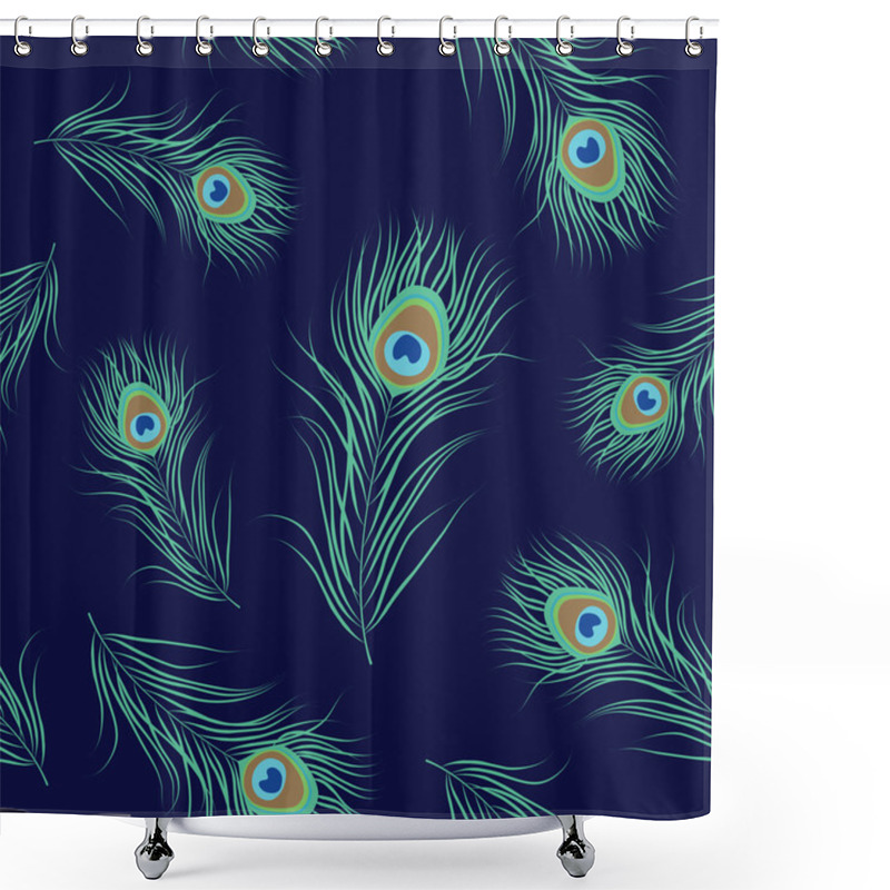 Personality  Peacock Feather Seamless Pattern Shower Curtains