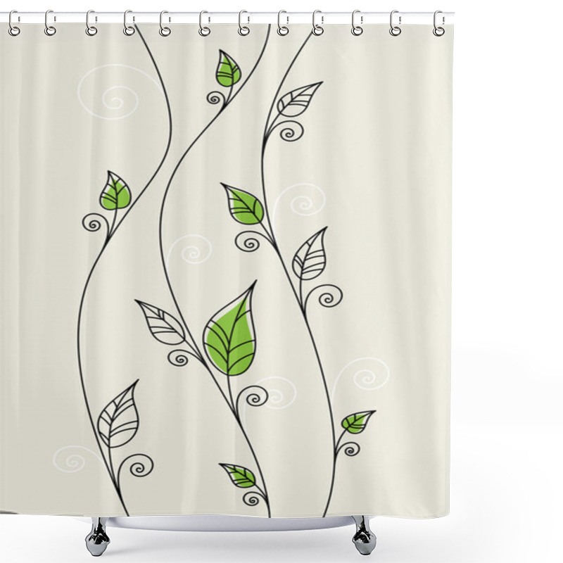 Personality  Floral Background With Green Leaves Shower Curtains