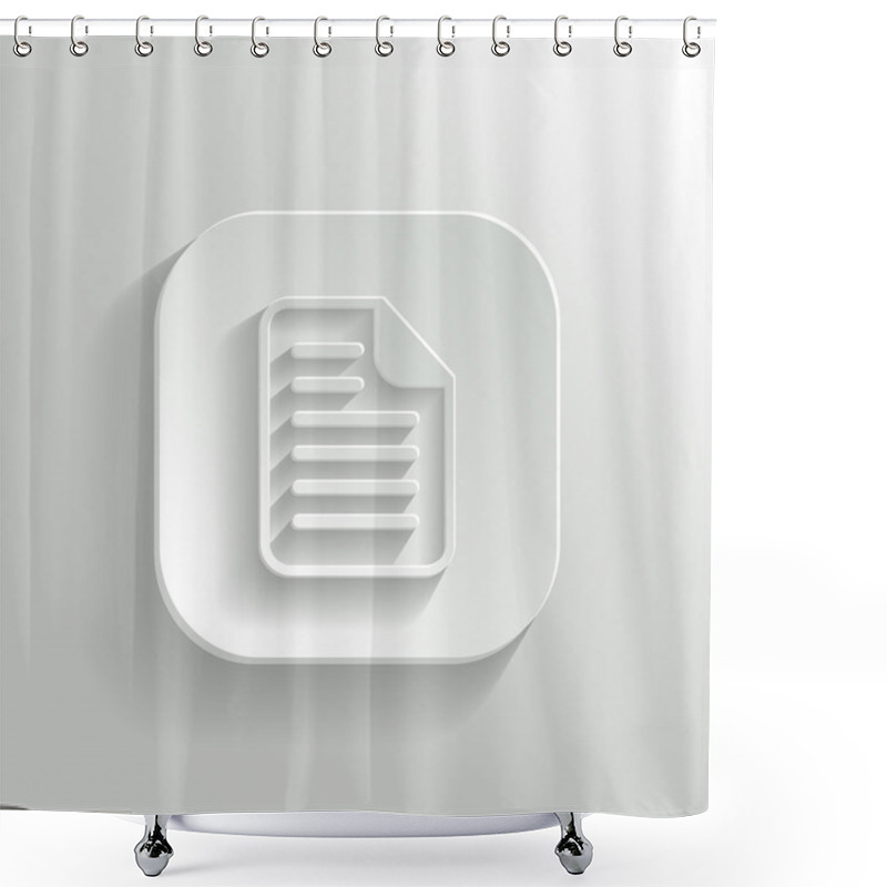 Personality  Document Icon - Vector White App Button Shower Curtains