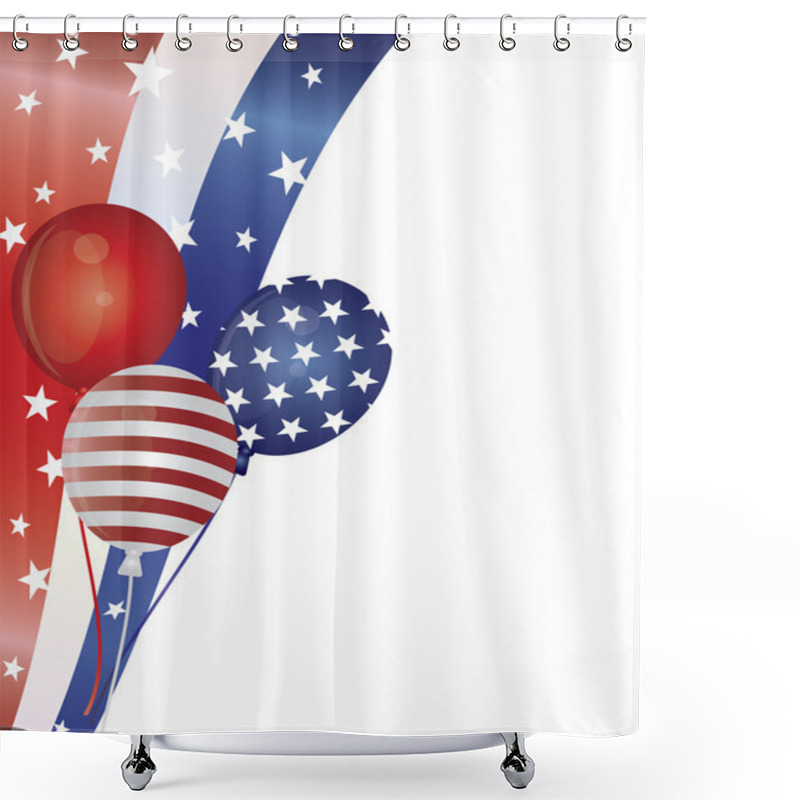 Personality  4th Of July Balloons With Border Illustration Shower Curtains