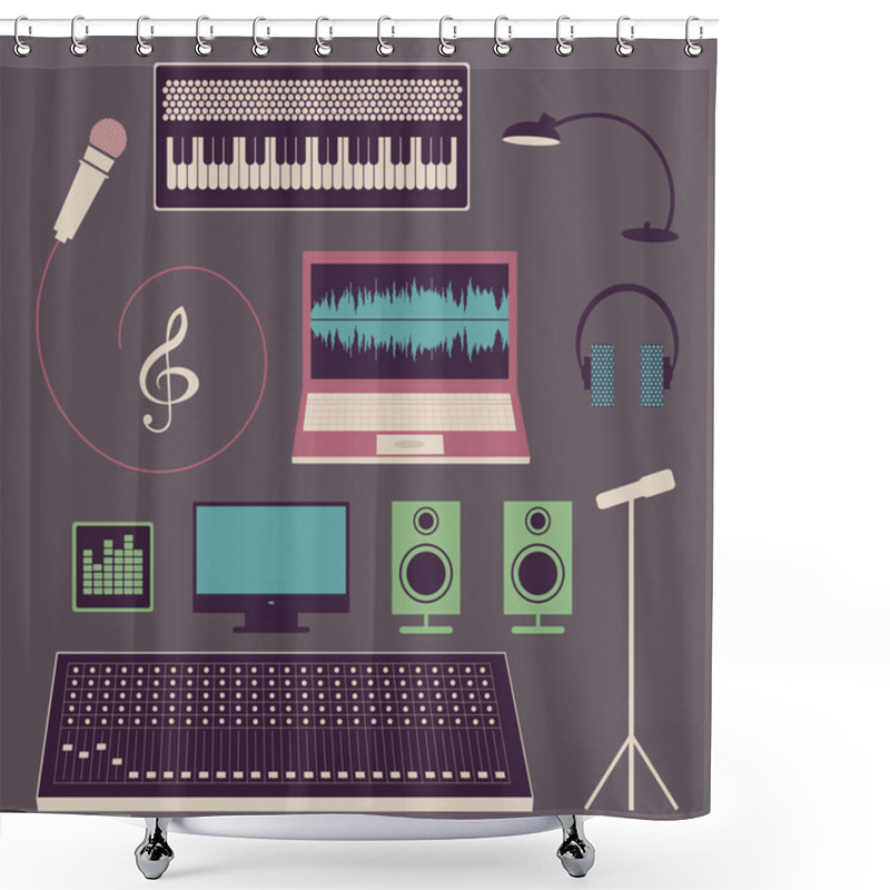 Personality  Objects Of Musical Studio Shower Curtains