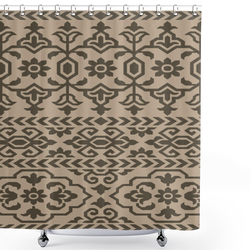 Personality  Carpet Bathmat And Rug Boho Style Ethnic Design Pattern With Distressed Woven Texture And Effect Shower Curtains