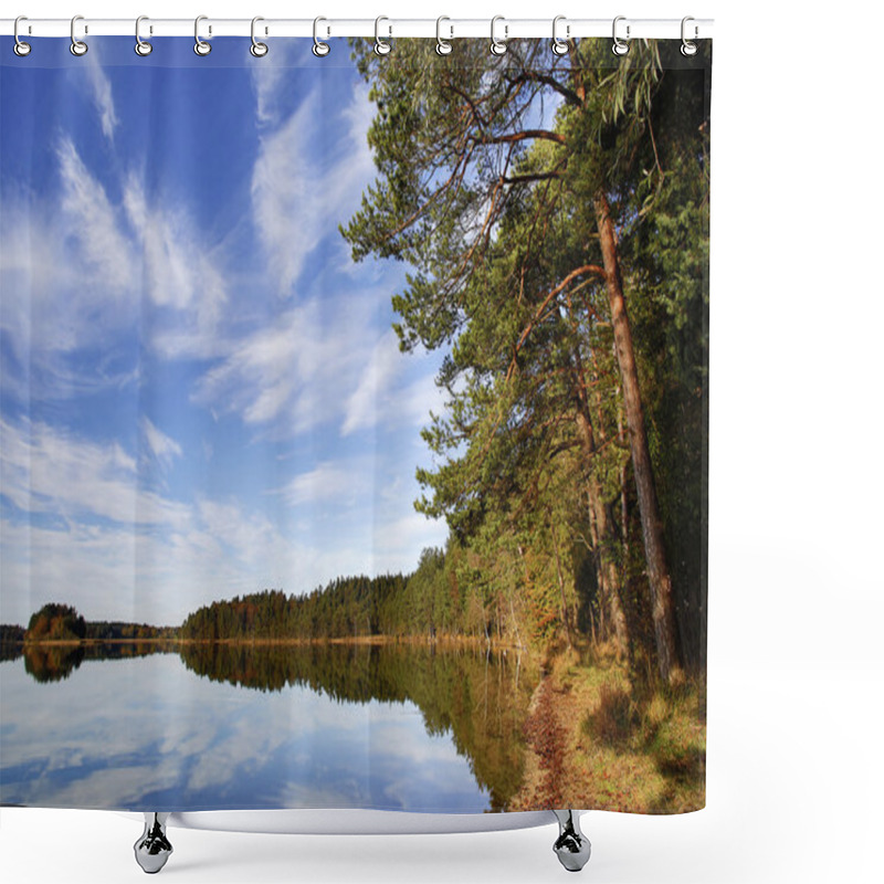 Personality  HDR Capture Of A Lake In Bavaria In Autumn Shower Curtains