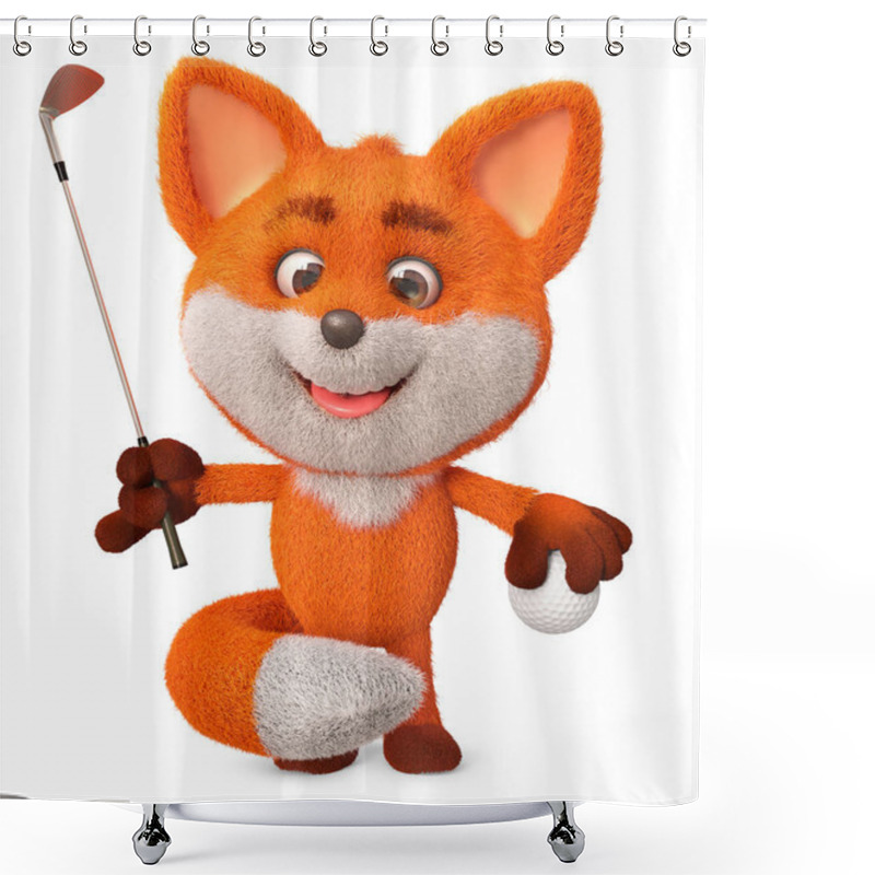 Personality  3d Illustration Funny Little Fox Play Golf Shower Curtains