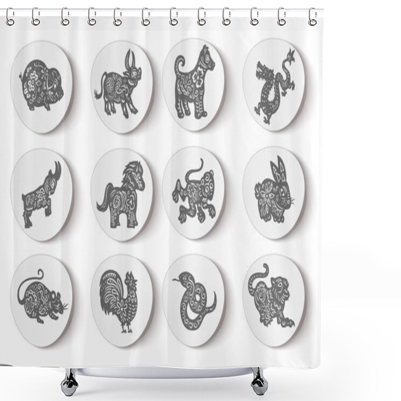 Personality  Animal Stickers Shower Curtains