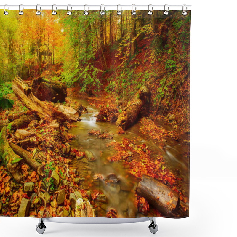 Personality  Autumn Mountain River Shower Curtains