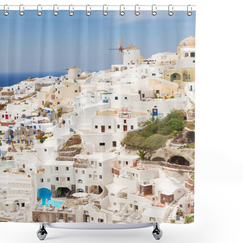 Personality  Oia, Traditional Greek Village Shower Curtains