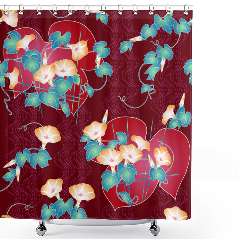 Personality  Japanese Style Morning Glory Pattern Shower Curtains