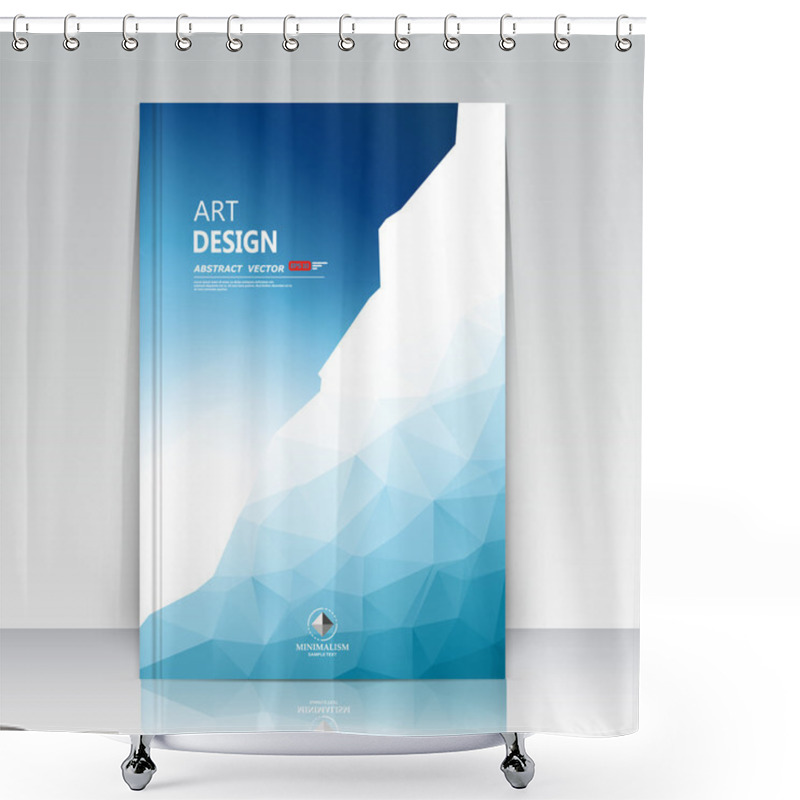 Personality  Abstract Composition. Blue Polygonal Texture. Triangle Part Construction. Brochure Title Sheet. Creative Figure Icon. Sapphire Diamond Facet. Crystal Glass Surface. Transparent Banner Form. Flyer Font Shower Curtains