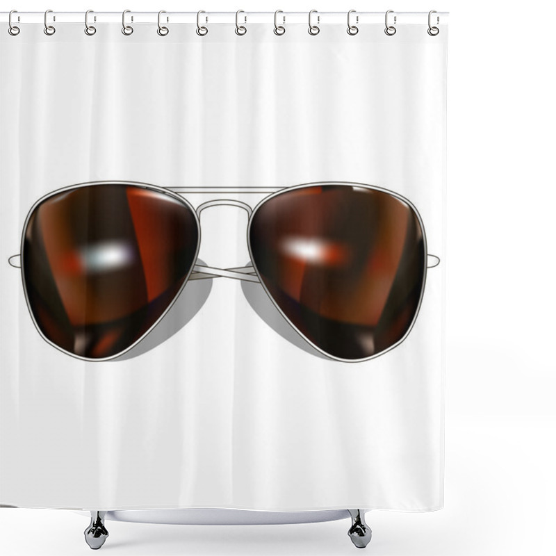 Personality  Mirror Sunglasses On White Shower Curtains