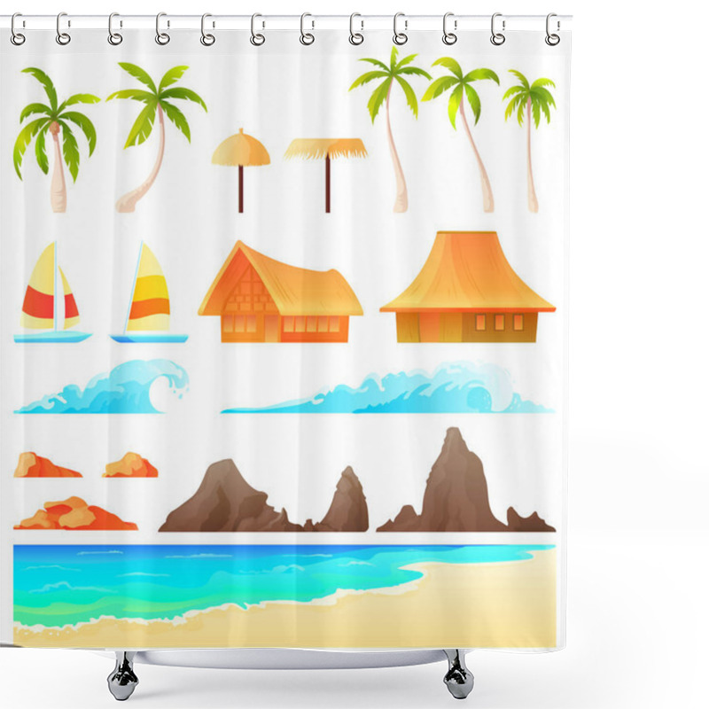 Personality  Isolated Cartoon Landscape Constructor Shower Curtains