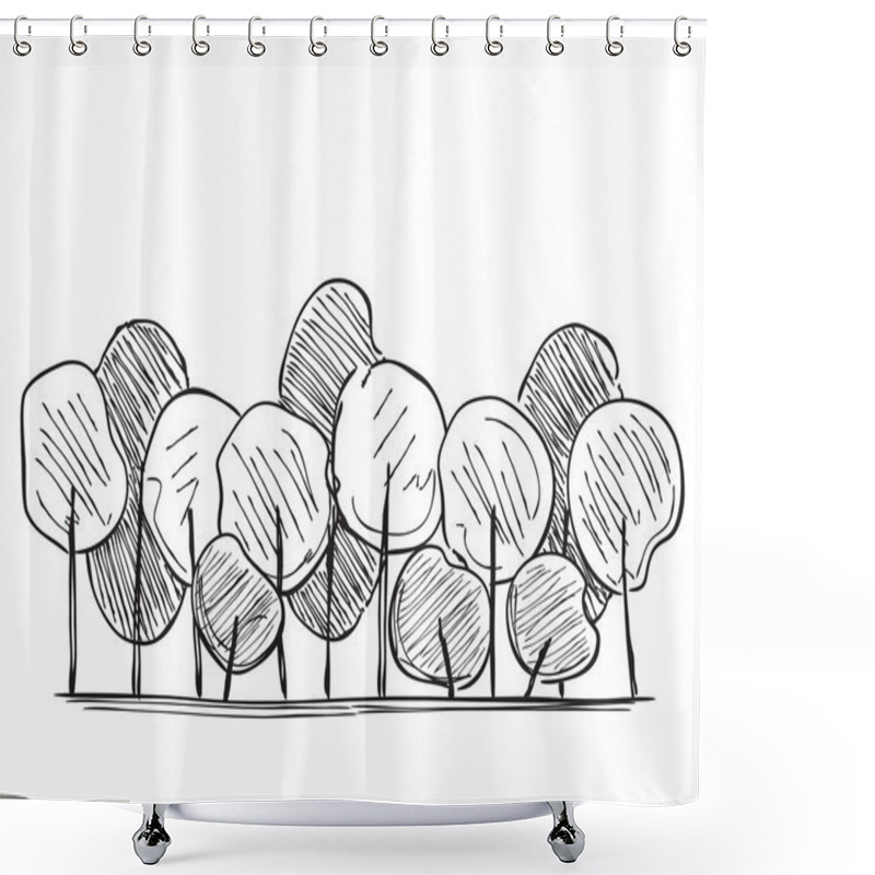 Personality  Trees Hand Drawn Shower Curtains