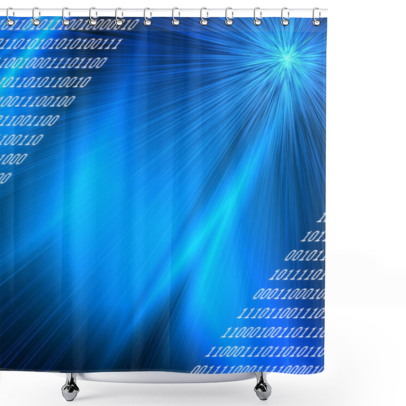 Personality  Blue Rays Binary Codes Background , Internet Or New Technology Conception Shower Curtains