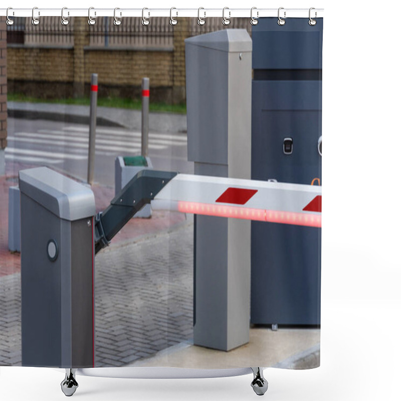 Personality  The Automatic Parking Barrier Is Closed, Effectively Controlling Access To The Facility. Positioned At The Entrance, It Enhances Security And Enforces Boundary Regulations For Vehicles. Shower Curtains