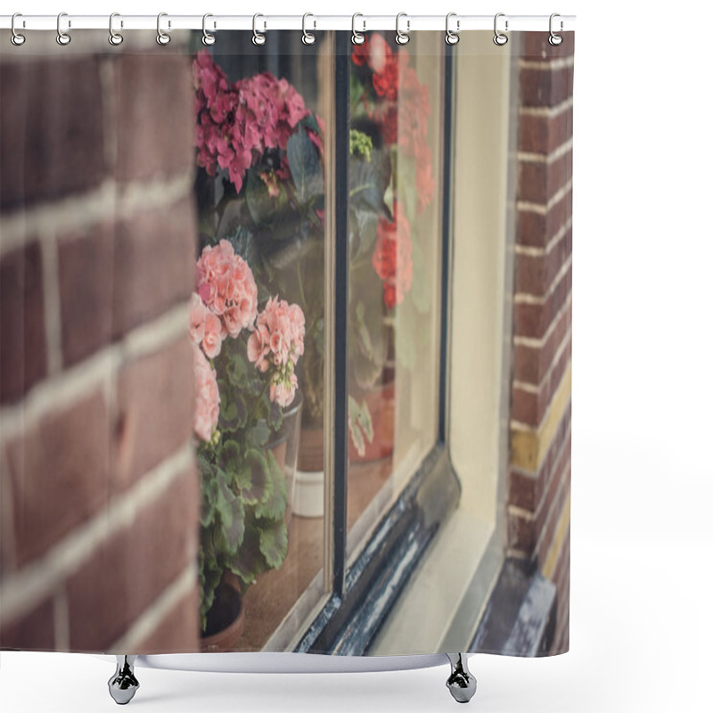 Personality  Room Flowers Behind Window. Shower Curtains