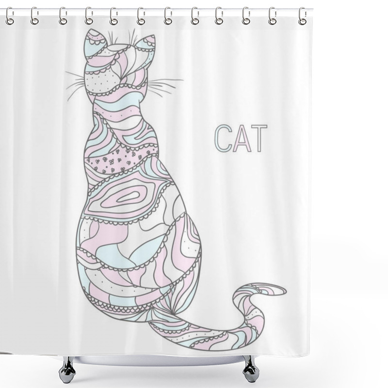 Personality  Cat. Design Zentangle. Shower Curtains