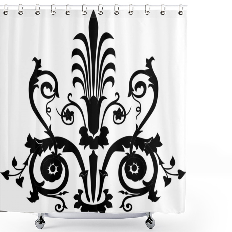 Personality  Design Of Black Floral Curls Shower Curtains