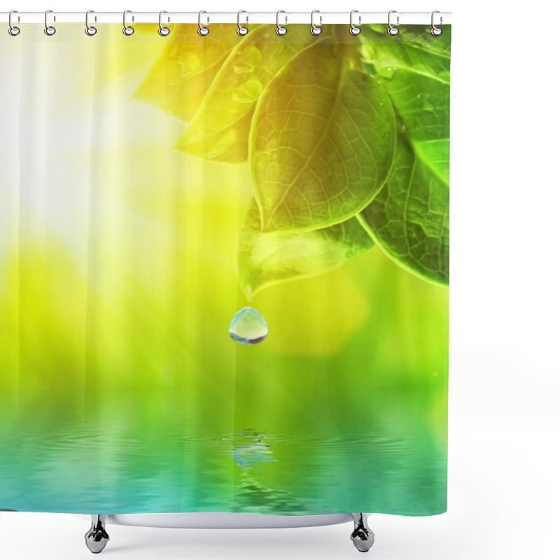 Personality  Morning Dew On A Green Grass Reflected In Rendered Water Shower Curtains