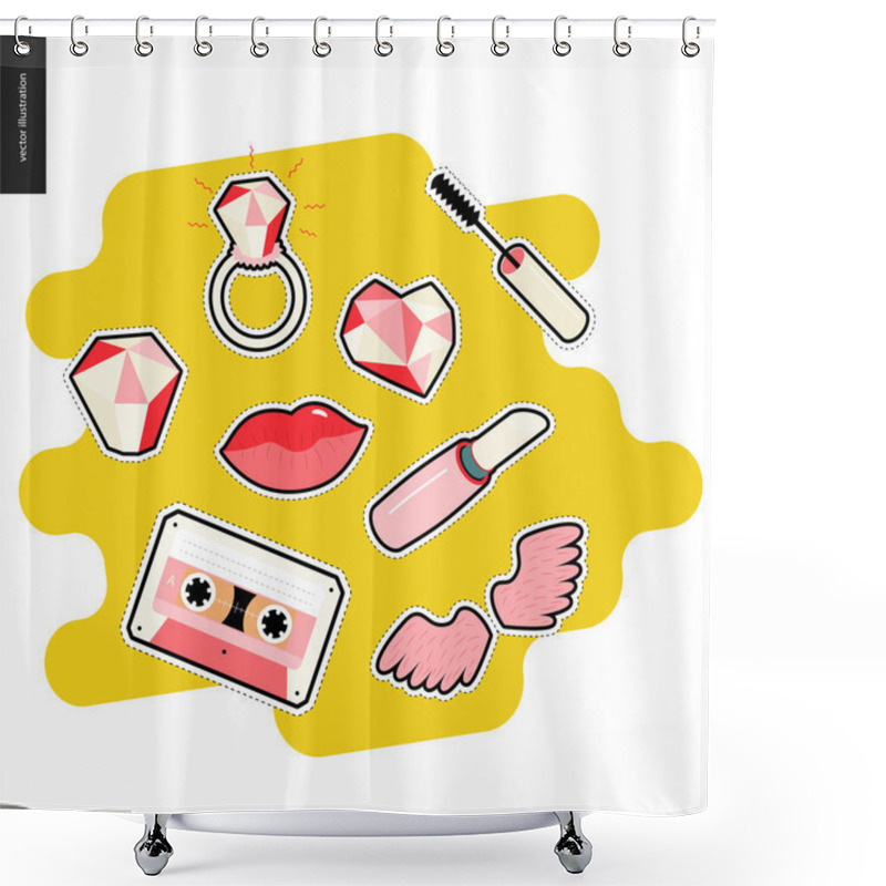 Personality  Patches Hand Drawn Set Shower Curtains