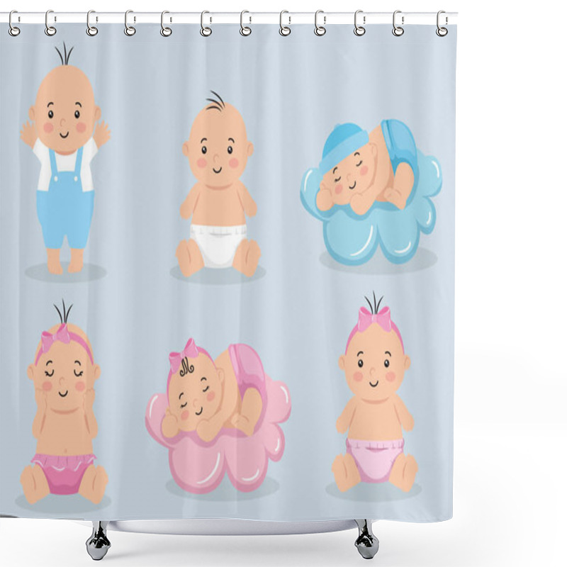 Personality  Group Of Cute Little Babies Shower Curtains