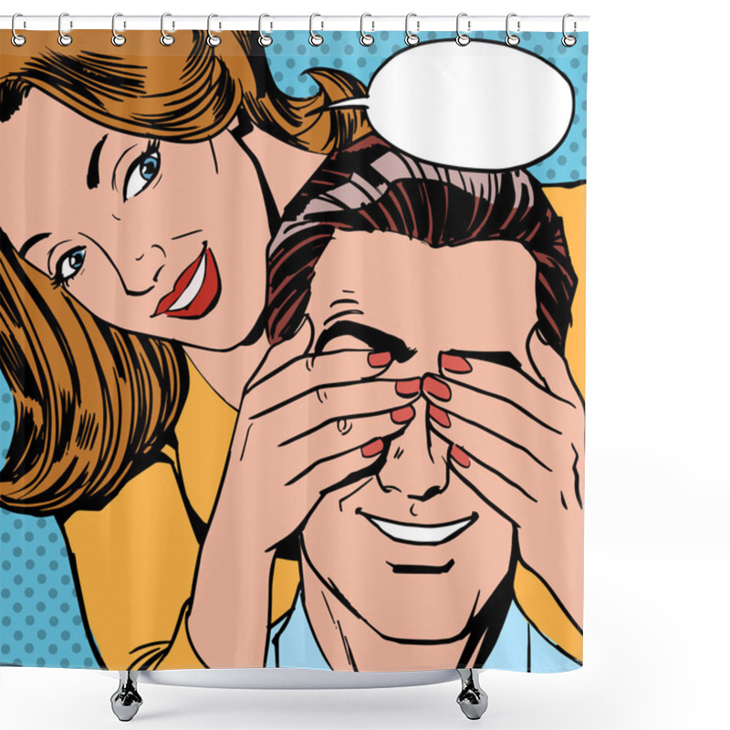 Personality  Who Is Woman Closed Her Eyes Man Surprise Shower Curtains