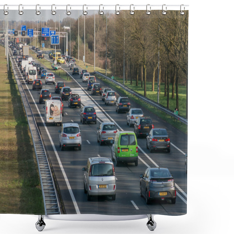 Personality  Tailback During Peak Hour On Freeway, Netherlands Shower Curtains