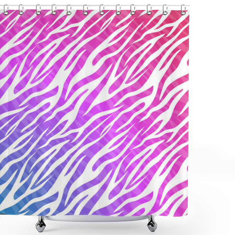 Personality  Neon Background With Zebra Skin Shower Curtains