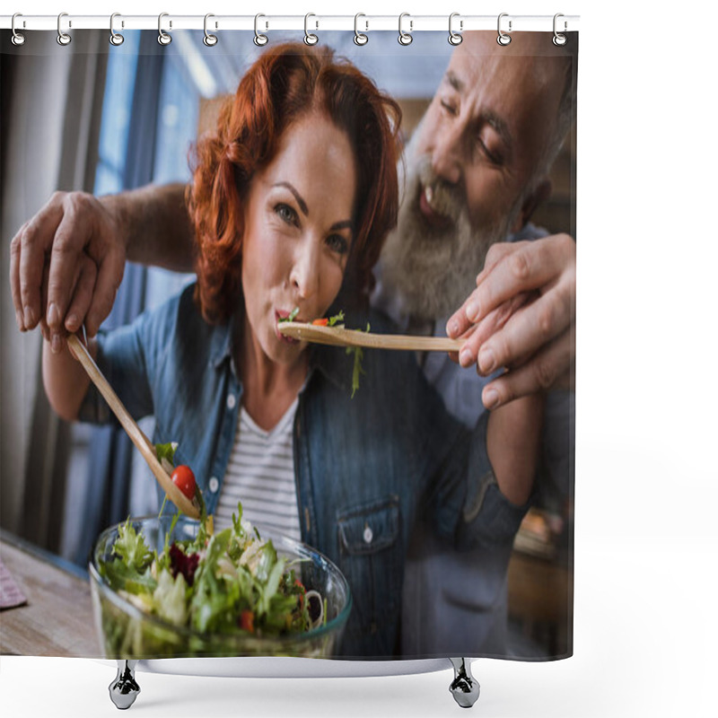 Personality  Couple Cooking Vegetable Salad Shower Curtains