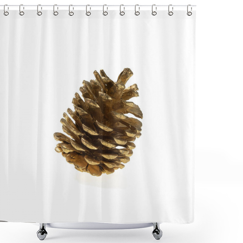 Personality  Christmas Pine Cone Isolated On White Background. Shower Curtains