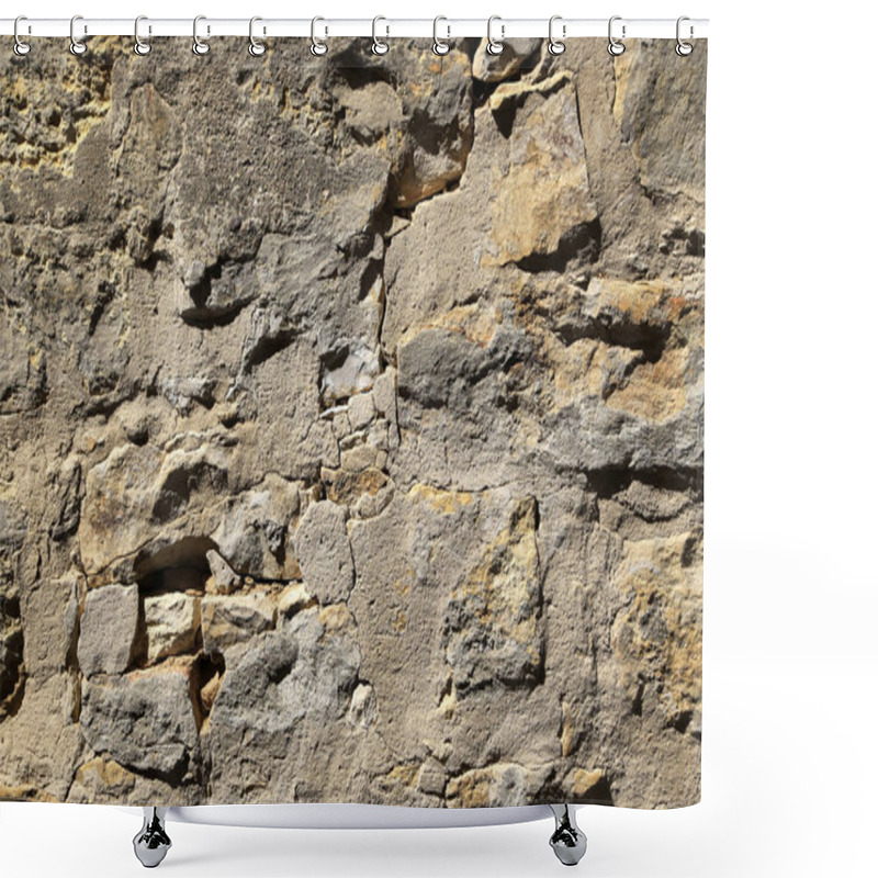 Personality  Texture Of Very Old Stone Wall, Prague, Czech Republic Shower Curtains