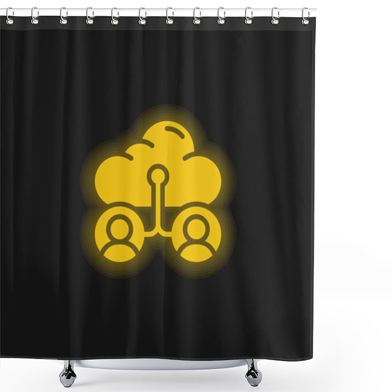 Personality  Accounts Yellow Glowing Neon Icon Shower Curtains