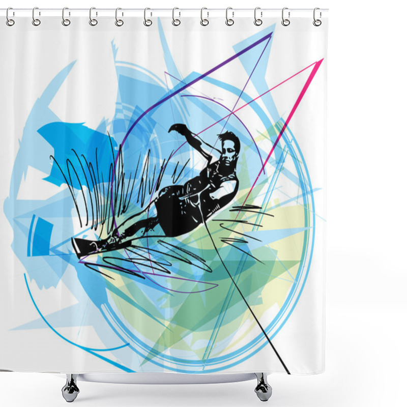 Personality  Water Skiing Illustration Shower Curtains