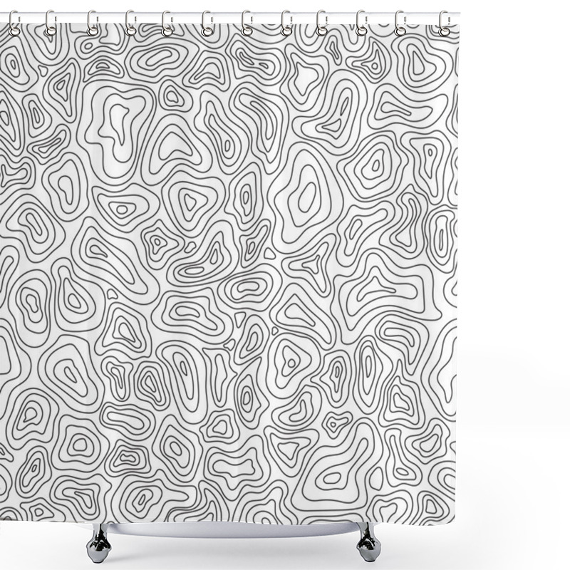 Personality  Vector Linear Seamless Pattern. Abstract Topographic Texture Shower Curtains