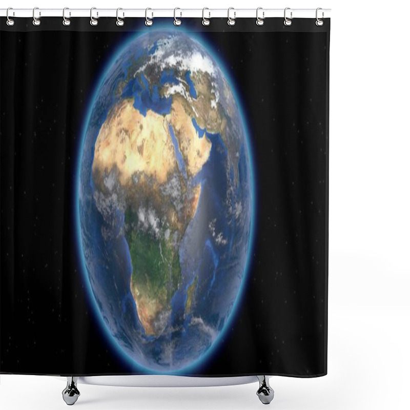 Personality  Beautiful Planet Earth In Space Against The Background Of Stars. 3d Rendering. Elements Of This Video Furnished By NASA. Shower Curtains