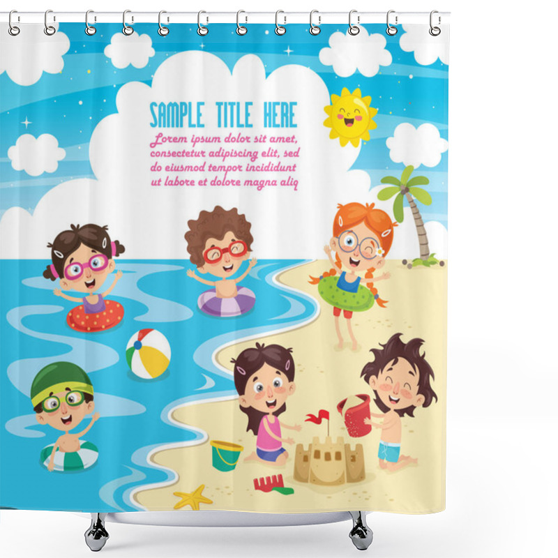 Personality  Vector Ilustration Of Summer Children Shower Curtains