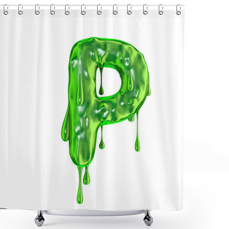 Personality  Green Dripping Slime Halloween Capital Letter P Shower Curtains