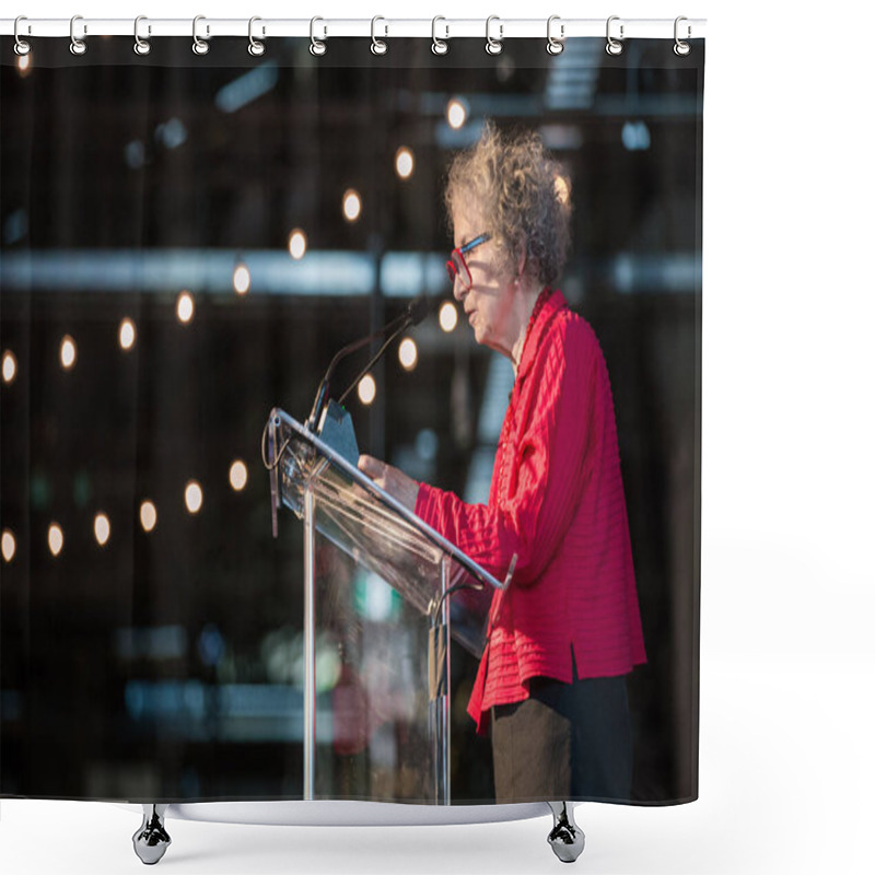 Personality  JUNE 14, 2018 - TORONTO, CANADA: MARGARET ATWOOD TALKS AT 'THE WALRUS TALKS THE FUTURE IN TORONTO' EVENT AT EVERGREEN BRICKWORKS. Shower Curtains