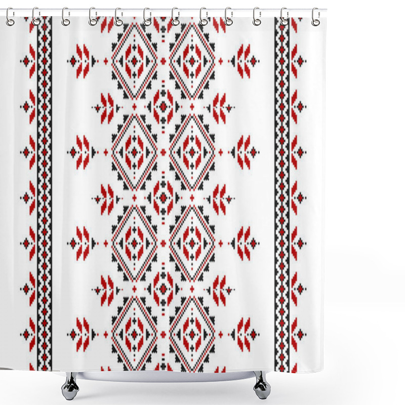 Personality  Carpet Flower Pattern Art. Geometric Ethnic Floral Seamless Pattern In Tribal. American, Mexican Style. Design For Background, Illustration, Fabric, Clothing, Carpet, Rug, Batik, Embroidery. Shower Curtains