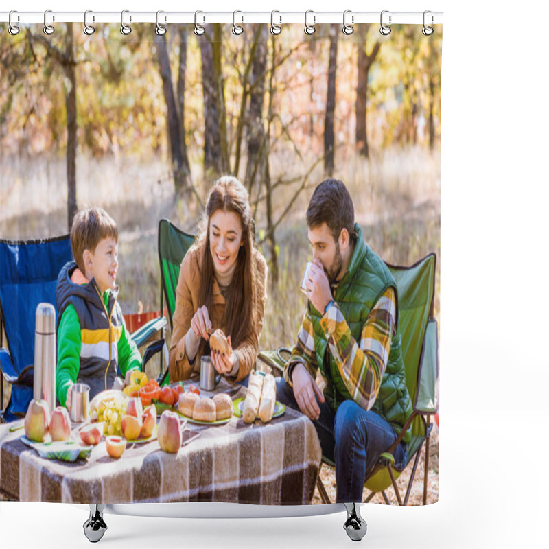 Personality  Happy Family On Picnic Shower Curtains