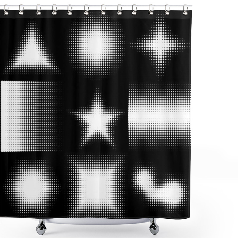 Personality  Halftone Dotted Shapes Logo Design Shower Curtains