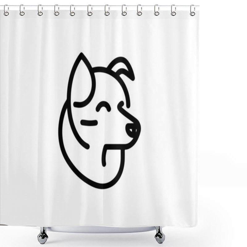 Personality  Minimalist Lines Outline The Dog Logo Design Icon Symbol Vector Illustration. Shower Curtains