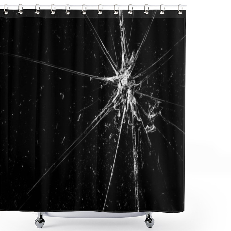 Personality  Cracks In The Glass On A Black Background. Abstraction Shower Curtains