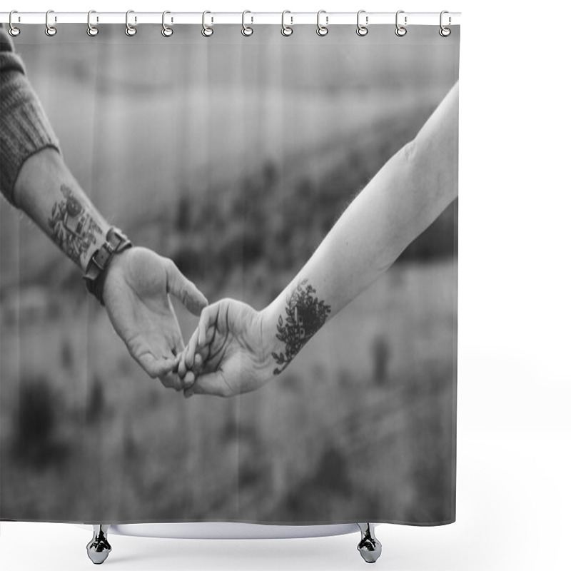 Personality  Hands With Identical Tattoos Shower Curtains