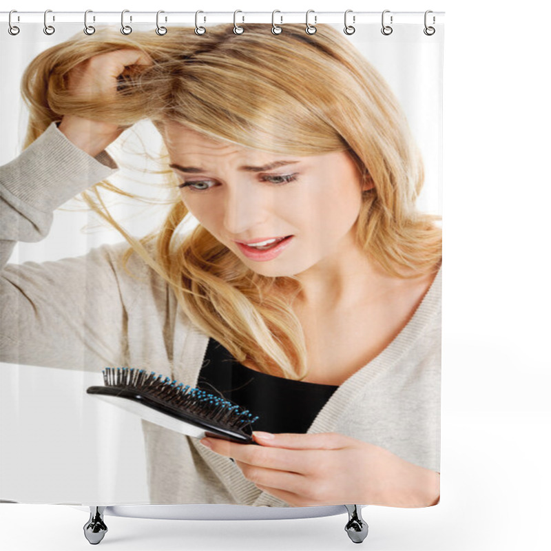 Personality  Woman Loosing Hair Shower Curtains