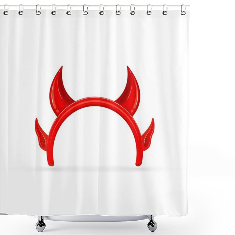 Personality  Halloween Horns And Ears Of The Demon On White Background Shower Curtains