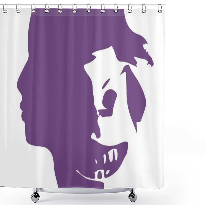 Personality  Human Face Side View Silhouette And Demonic Ugly Monster Shower Curtains