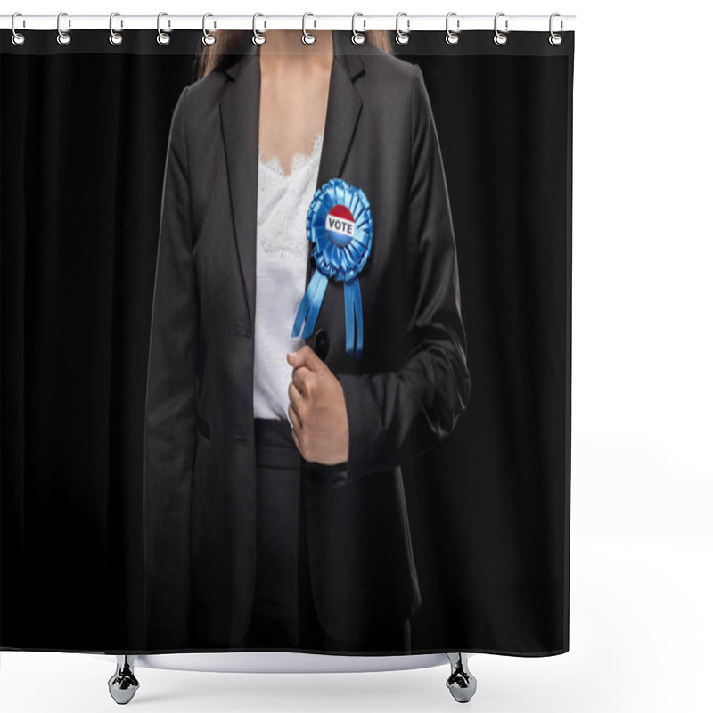 Personality  Businesswoman With Vote Badge Shower Curtains