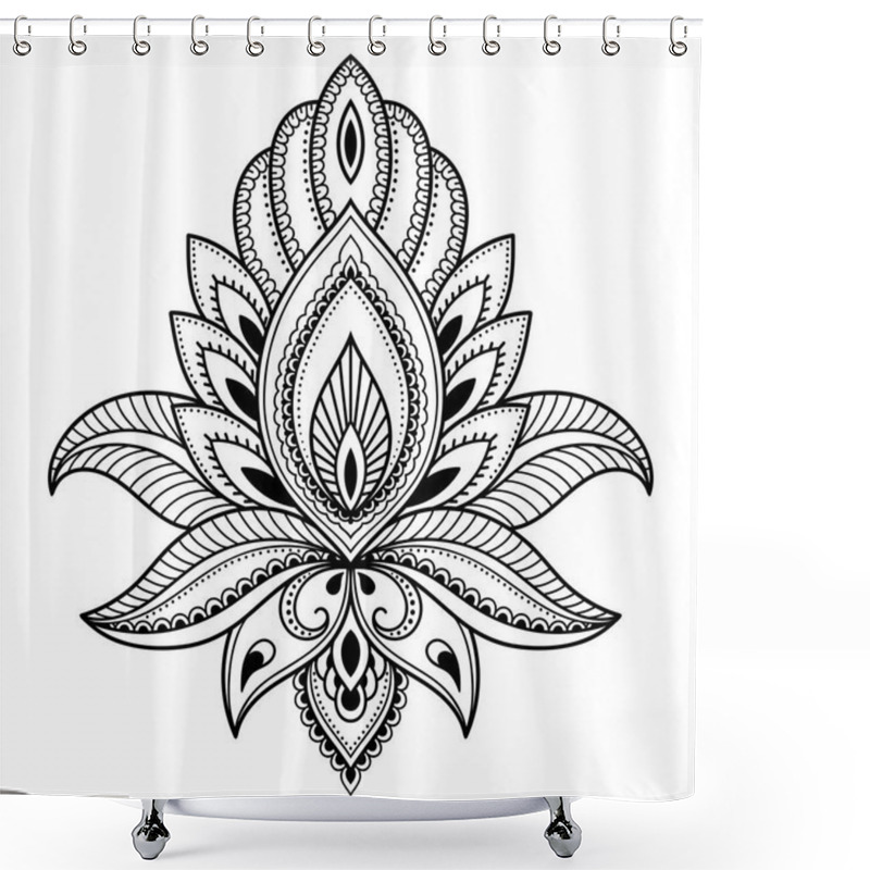 Personality  Henna Tattoo Flower Template In Indian Style. Ethnic Floral Paisley - Lotus. Mehndi Style. Shower Curtains