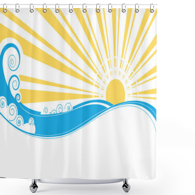 Personality  Abstract Sea Waves. Vector Illustration Of Sea Landscape Shower Curtains