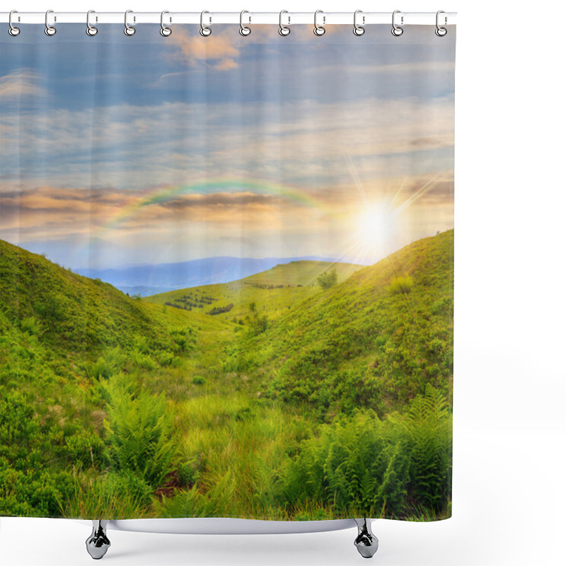 Personality  High Wild Plants At The Mountain Top At Sunset Shower Curtains